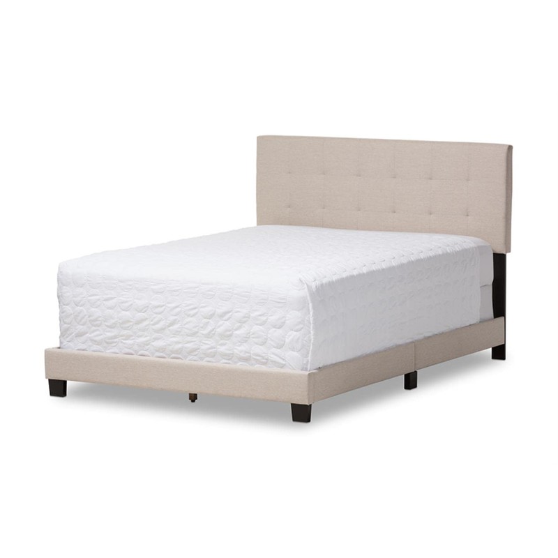 Baxton Studio Brookfield Tufted Full Panel Bed in Beige