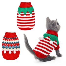 Christmas Jumper Dog, 2 Pieces Dog Outfit Christmas, Christmas Jumper Cat, Dog Christmas Costume, Christmas Costumes for Small and Medium Dogs and Cats (M)