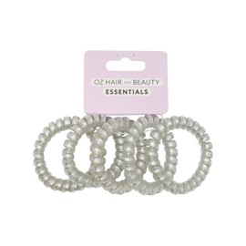 Oz Essentials Spiral Hair Ties 5 Pack - Silver Sparkle
