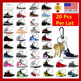 TSY TOOL 20 Pcs of 2D Sneakers Keychains Hype Beast Sneaker 2D Variety of Keychains Lot