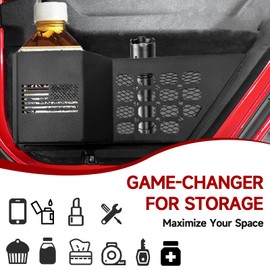 SZQBZMJ Metal Rear Door Storage Box Organizer for Jeep Wrangler JL/JLU 4XE (2018-2025) & Gladiator JT (2020-2025) | 2PC Door Pocket Insert | Excludes Power Seats |Car Organizer Accessories