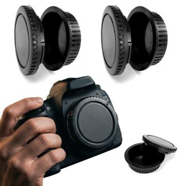 KKLM Lens Cap, Canon EOS Series, EF EF-S Mount Compatible, Body Cap for SLR Mirrors, Mount Cover, Black, Set of 4, Dustproof, Dirt-proof, Firmly Fixed, Lightweight, Convenient to Carry, Durable