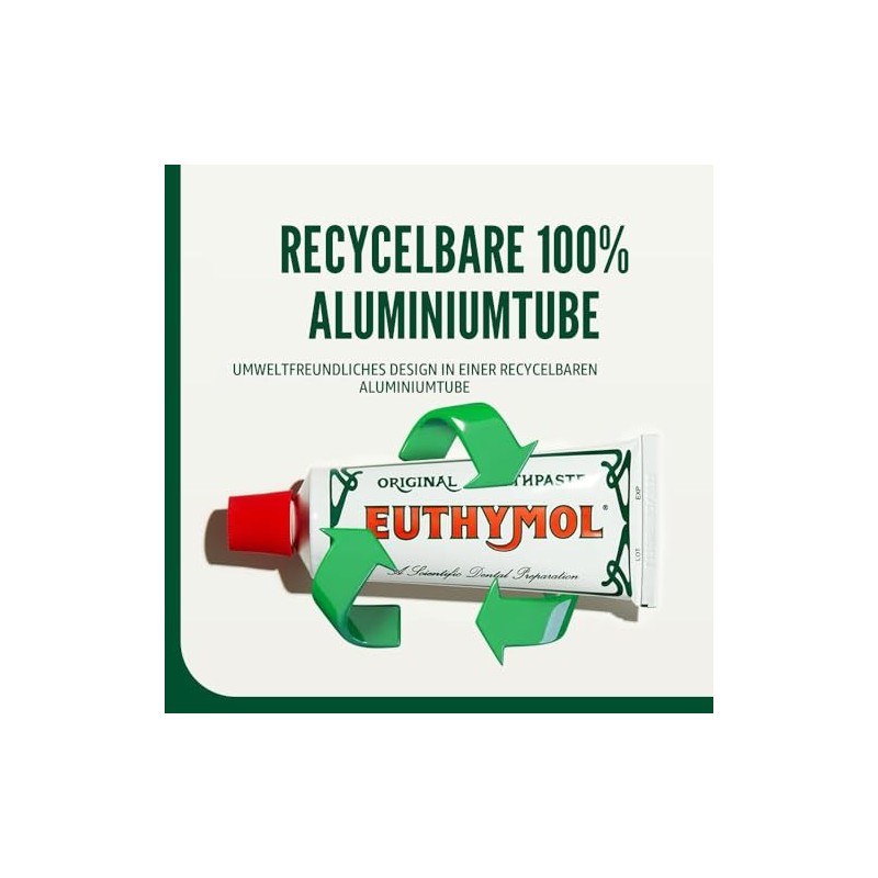 Euthymol Original Toothpaste 75 ml x 6, Antiplaque, Antibacterial, Caries