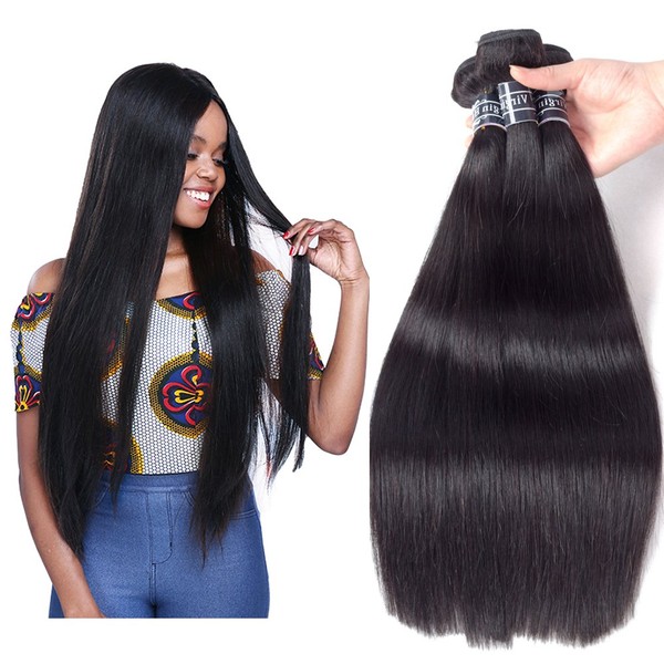 Amella Hair 10A Unprocessed Brazilian Straight Virgin Hair (18" 20" 22",300g)100% Brazilian Straight Virgin Hair Bundles Extension Weaves Natural Black Color