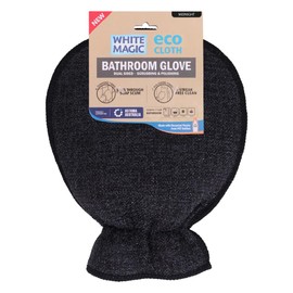 White Magic Eco Cloth Bathroom Cleaning Glove, Midnight - Dual-Sided Scrubbing & Polishing, Chemical-Free Streak-Free Clean, Made with Recycled Plastic, Machine Washable, 26x20.5cm