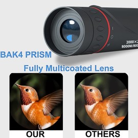 2000x24 Monocular with Cell Phone Holder, Monocular Telescope High Power with Bak4 Prism, Compact Monoculars for Bird Watching Traveling Hunting Camping