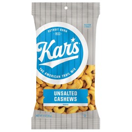 Kar's Nuts Roasted Unsalted Cashews 3oz Bag (Pack of 12)