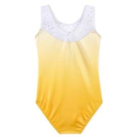 DAXIANG Gymnastics Leotards for Girls Sleeveless Kids Dance Tumbling Outfit Yellow 4-5T