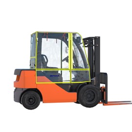 ScarabWrap Forklift Cover, All-Weather Use, Universal Type,0.5mm EVA Transparent Material,600D Silver-Coated Oxford,Waterproof, Windproof, Dustproof and UV-Proof, Fit 6000 Lbs (4Side-Clear)