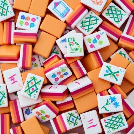 Travel Portable 160 Tiles Acrylic Mahjong Tiles American Malaysia Western Entertainment Mahjong TilesColor: 4-orange color