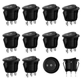 XULEGGNK 3 Position Round Toggle Switch Round Mini Rocker Switch Car Button for Household Appliances, Motorcycles, Ships Etc, 6A/250V, 10A/125V, 3 Pin 3 Position, Pack of 10