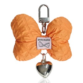 LHDOS Cute Bow Keychain for Women - Creative Bag Charm Car Keychain Key Ring - Aesthetic Bowknot Heart Keys Tag Car Key Fob Holder for Keys Organizer (Orange)