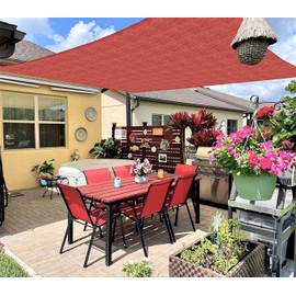 INFRANGE 9' x 19' Rectangle Sun Shade Sails Canopy UV Block for Patio Deck Pergola Yard Lawn Outdoor Activities (Red)