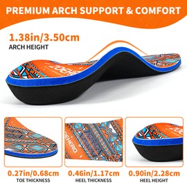 Bohemian Arch Support Inserts for Men & Women, Robust Arch Support Shoe Insoles, Flat Feet Insoles, Built-in Arch Support Plate, Deep Heel Cup and Heel Cushioning Foam, Offering Enhanced Stability, Shoe Insoles for Standing All Day, Work, Sports (Men's U
