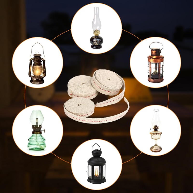 3Rolls Lamp Lantern Wicks,1.3cm Wide Flat Cotton Oil-Lamp Wick Replacement