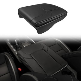 Muslogy Center Console Armrest Cover Fit for Dodge Ram1500 2500 3500 2019-2026 Accessories, Comfort Armrest Pad Console Lid Cushion Vegan Leather 1-Inch Thick(Bucket Seat ONLY, NO Limited,Laramie)