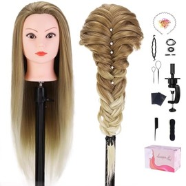TopDirect 29" Hair Mannequin Head,Doll Head Human Hair for Cosmetology Hair Styling Training Head,Manikin Head Braiding With Clamp Holder and Styling 