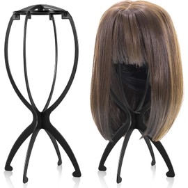 obeoby Soporte para peluca, soporte portátil para la cabeza, para todas las pelucas, peluca de viaje, estilista regalos para mujeres (color negro (paquete de 2)