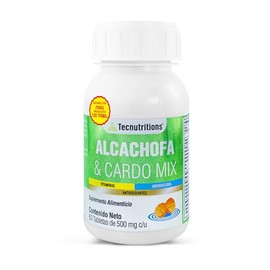 ALCACHOFA Y CARDO MIX (120 Tabletas de 500 mg/cu). Suplemento alimenticio Hepatico con Cardo Mariano, Vitaminas C, D y E y Antioxidantes.