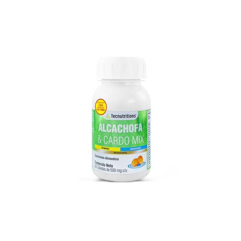 ALCACHOFA Y CARDO MIX (120 Tabletas de 500 mg/cu). Suplemento