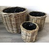 Round Baskets/Planters, Plastic Lined, Excellent Quality, Very Strong Kuba Rattan
