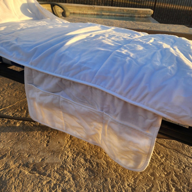 Frontgate Newport 83" X 31" White Cushioned Velour Chaise Lounge