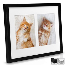 bomoe Galeria Picture Frame for 2x 13x18 cm Photos, from Wood, Plastic Glass, Metal, Hanging, Passepartout Multi Picture Frame, for Pictures, Collages, Black