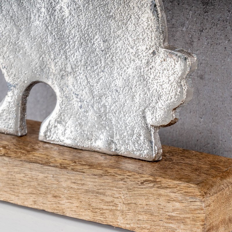 Metal Rabbit Height 26 cm Mango Wood Metal Stand Table
