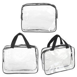 Bolsa de artículos de tocador de PVC, paquete de 3 bolsas de cosméticos transparentes Bolsa de viaje impermeable Bolsa de equipaje Estuche organizador para accesorios de viaje,Hogar y Cocina