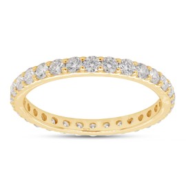 1 Carat Round Cut Lab Created Moissanite Diamond Full Eternity Stackable Wedding Band Ring For Women In 14K Yellow Gold Over Sterling Silver (VVS1 Clarity, 1 Cttw) (1 Cttw), Ring Size 6