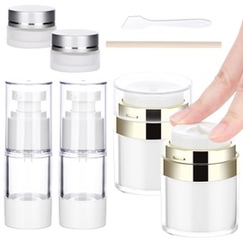 Segbeauty 2pcs 1oz Refillable Travel Jars for Creams, 2 Pack 15ml Empty Airless Pump Bottles, Pack of 2 Clear Plastic Container Jars, Airless Jars Travel Container for Toiletries