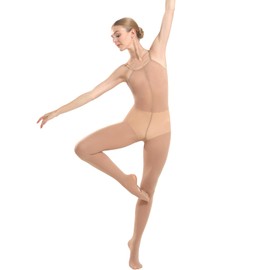 MANZI Women's Ultra Soft Body Convertible Ballet Tights for Adults Dance Performance, light sun tan