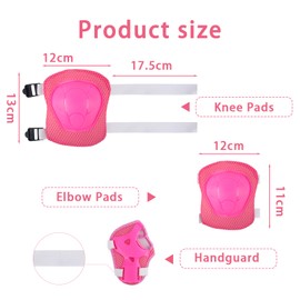 GWAWG Knee Pads, Wrist Guards, Elbow Guards Set with Unicorn Drawstring, Adjustable Gear for Roller Skates, Scooters, Skating, Riding, Cycling, for 3-12 Years Old Girls, Pack of 6