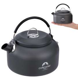 AYMQC Camping Kettle 0.8 L Ultralight Aluminium Tea Kettle Portable Kettle Coffee Pot Cooking Kettle with Carry Bag for Outdoor Picnic Hiking (Grey)