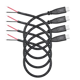 Aurorapath 4Pcs Short USB C to 2 Pin Bare Wire Open End Power Cable 10inch, 20AWG 5V USB Type C Male Plug 2 Pin Pigtail Cable, for USB Type C Equipment Installed or Replacement Repair DIY Cable