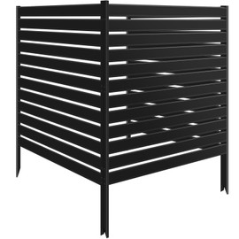 38" W x 42" H Air Conditioner Fence Screen, 3 Panels Metal Privacy Fence, Outdoor Pool Trash Cans and Other Unit Privacy Panels (Black)