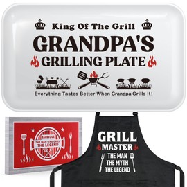 Grandpa Gifts,Fathers Day Gift,Best Birthday Gift from Grandkids,Great Grandpa Gifts from Granddaughter Grandson,Funny Grandparents BBQ Grilling Platter with Apron Sets