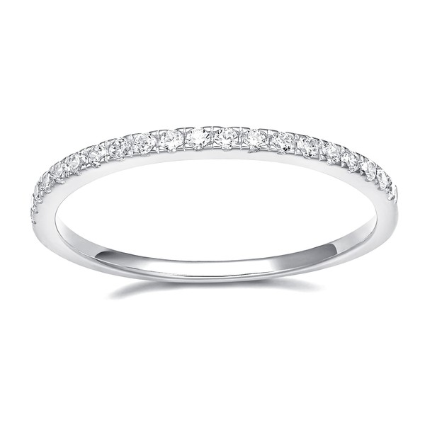 EAMTI - Anillo de compromiso apilable de plata de ley