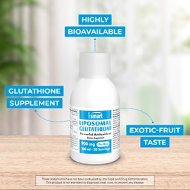 Supersmart - Liposomal Glutathione Liquid 900mg per Day (High Potency) - Highly Bioavailable Form of Glutathione - Enhanced Antioxidant with Vitamin C | Non-GMO & Gluten Free - 200ml - 20 Servings