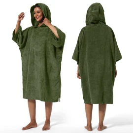 Winthome Poncho, Towel, Surfing Poncho, Change of Clothes, Sauna Poncho, Surf Poncho, Quick Drying, Water Absorbent, Long Sleeve, Cold Protection, 6 Colors (Khaki)