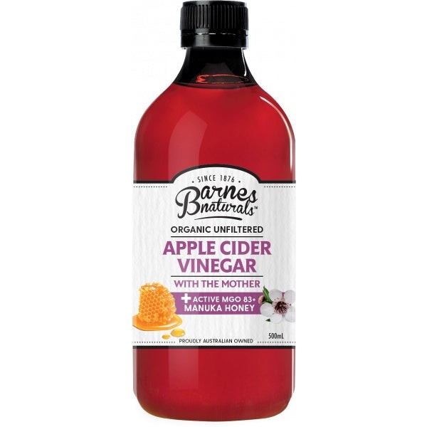 Barnes Naturals Organic Unfiltered Apple Cider Vinegar The Mother Active Manuka 5+ Honey 500ml