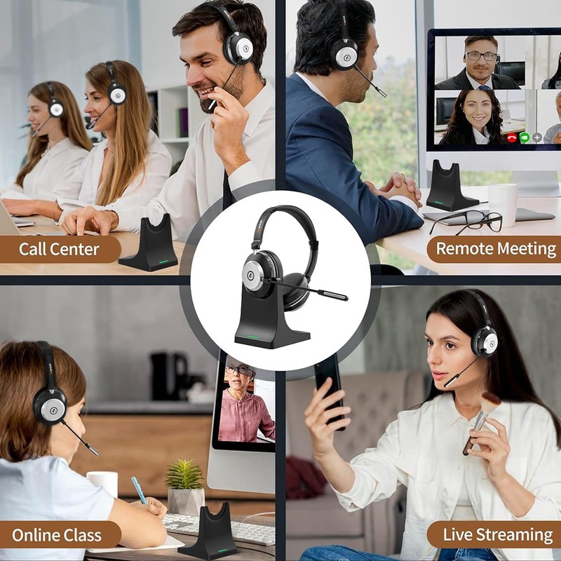 Wantek Wireless Headset with Microphone for PC Bluetooth Headset with