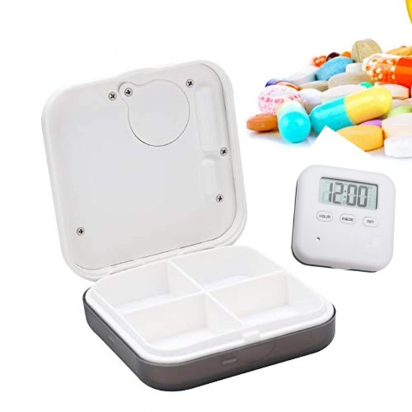 Pills Organizer, 4 Grids Daily Reminder Pills Storage Box Case