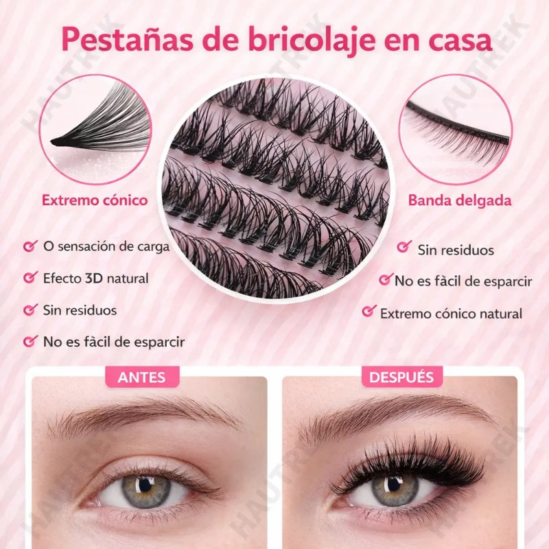 640 Kit Extension De Pestañas Maquillaje Completo Diy 9-16mm