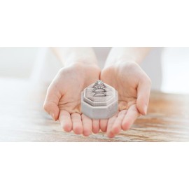 Velvet Ring Box, 3 Slots Jewelry Ring Gift Box Ring Display Holder Case for Wedding Ceremony Proposal Engagement (Champagne, One Size)