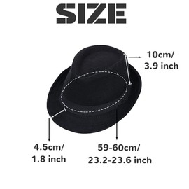 Vintage Black Felt Fedora Hat Short Brim Derby Jazz Cap with Ribbon Gatsby Style Panama Hat for Men