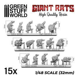 Green Stuff World for Models and Miniatures Set of Resin Giant Rats 3509 (GSWD-3509)