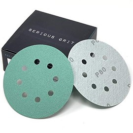 Serious Grit Premium 5-Inch 8-Hole, 80 Grit, Hook and Loop Sanding Discs - 50 PACK (Formerly Armadillo Abrasives)