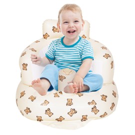Inflatable Baby Seat Blow up Chair Inflatable Infant Chair for Babies 3-36 Months Learn to Sit up Floor Seat Bliss Built in Air Pump Brown Bear