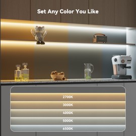 PAUTIX COB LED Strip Light 2700K-6500K CCT Tunable White UL-Listed CRI90+ 16.4ft Super Bright Dimmable 24V LED Tape Lights with RF Remote,for Under Cabinets Bedroom Kitchen TV Mirror DIY Lighting